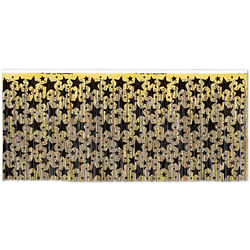 Category: Dropship Seasonal & Special Occasions, SKU #571950, Title: . Case of [84] Metallic Table Skirting - Gold with Printed Black Stars, 1-Ply .