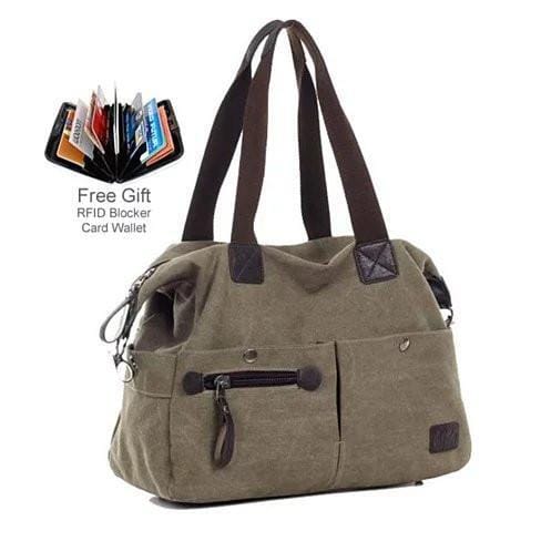 Color: Khaki City - The Uptown Journey Canvas Hand Bag