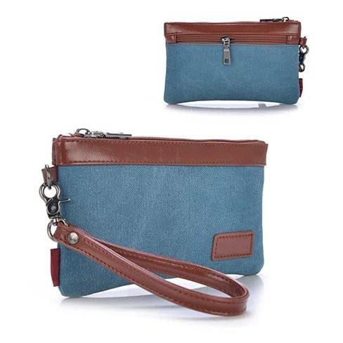 Color: Fuschia Pink - Stone Washed This & That Canvas Clutch and Wrist let 2 in 1 Purse