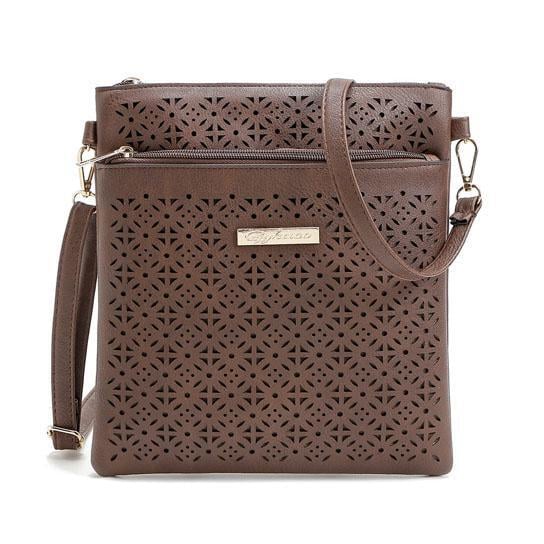 Color: CHOCOLATE BROWN - Blossomita Handbag With Cutout Flower Design