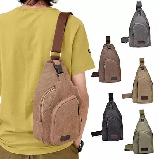 Color: Bold Khaki - Sling Cling Cotton Canvas Messenger Bag in 5 Colors