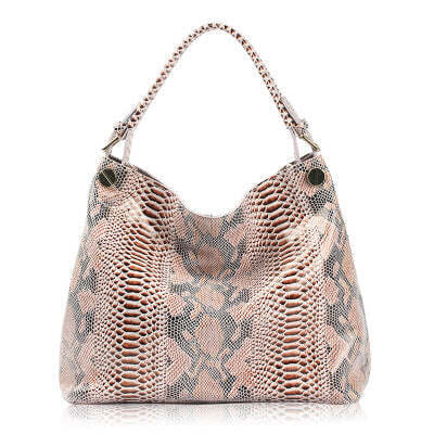 Color: NATURAL - Resort Snake Skin Print Handbag