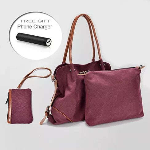Color: Brown Wood - TRIBEKA 3 In 1 Shoulder Bag Plus Free Smartphone Charger From The Journey Collection