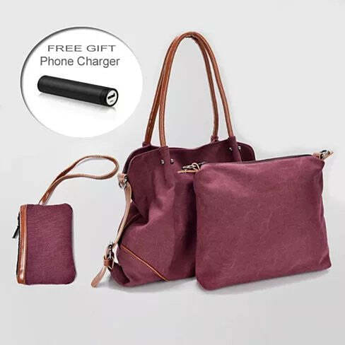 Color: Flamingo Pink - TRIBEKA 3 In 1 Shoulder Bag Plus Free Smartphone Charger From The Journey Collection