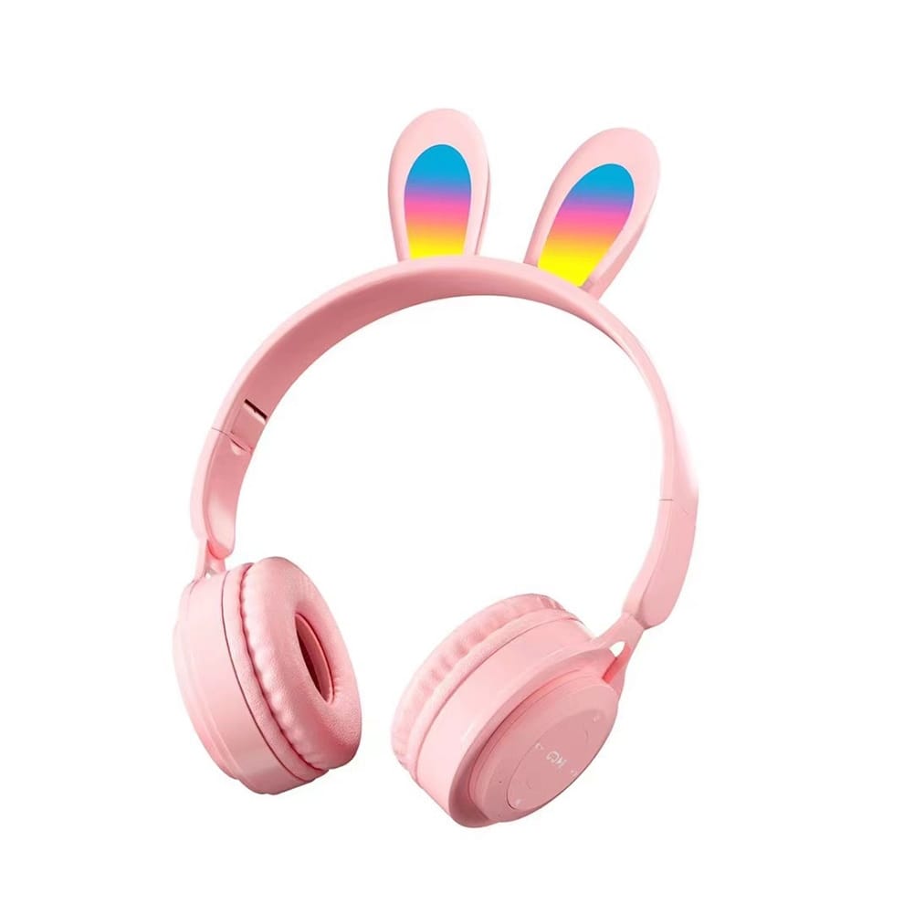 Y08r Wireless Bluetooth Headphones Cute Rabbit Ears Design Touch Control Music Headset Girls Gifts pink