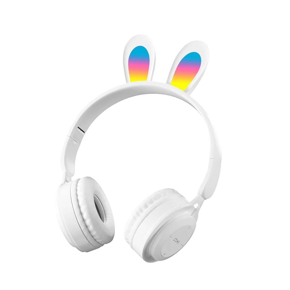 Y08r Wireless Bluetooth Headphones Cute Rabbit Ears Design Touch Control Music Headset Girls Gifts White