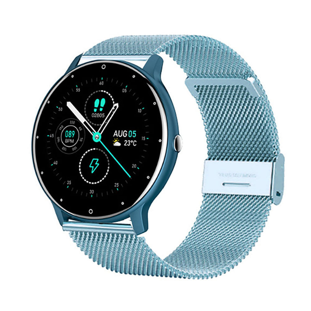 1.28 Inch Zl02 Smart Watch Heart Rate Blood Pressure Monitor Sport Running Watch Compatible for Android iOS Blue Steel