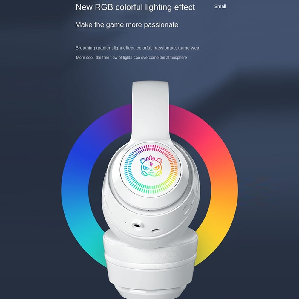 Head-mounted Bluetooth Headphones Hd Noise Reduction Subwoofer Wireless Luminous Gaming Headset dark red - Image 3