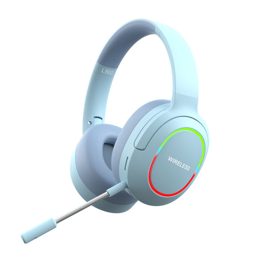 Bluetooth Head-mounted Headphones Hifi Sound Subwoofer Wireless Gaming Headset With Rgb Lighting blue