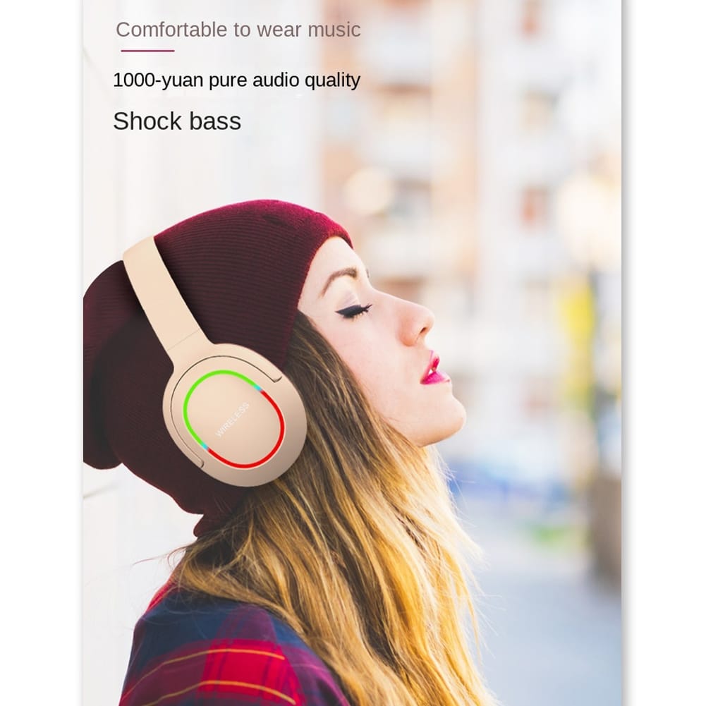 Bluetooth Head-mounted Headphones Hifi Sound Subwoofer Wireless Gaming Headset With Rgb Lighting pink - Image 4