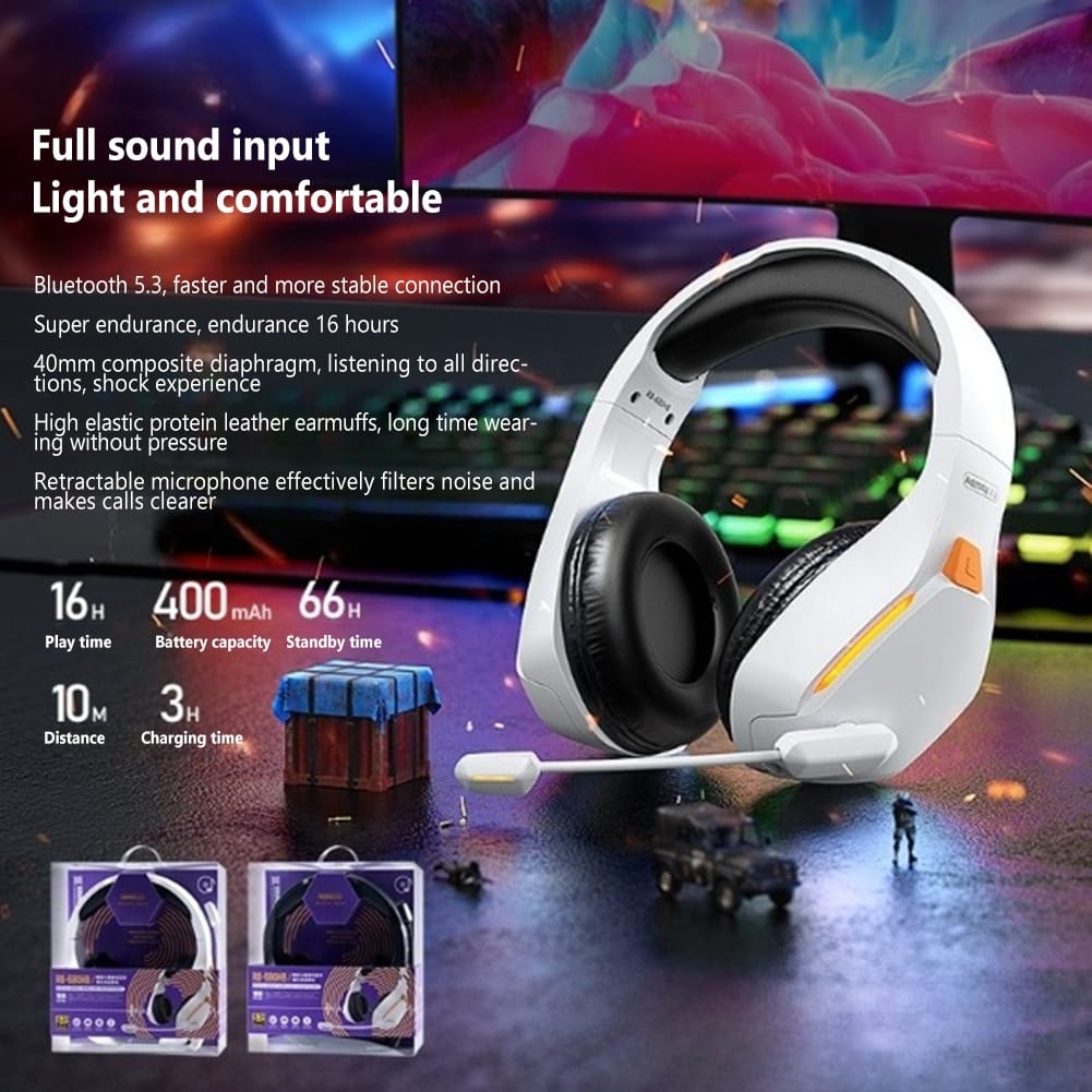 REMAX Rb-680hb Head-Mounted Gaming Headphone Wireless Bluetooth Noise Reduction Music Call Headset Black - Image 4