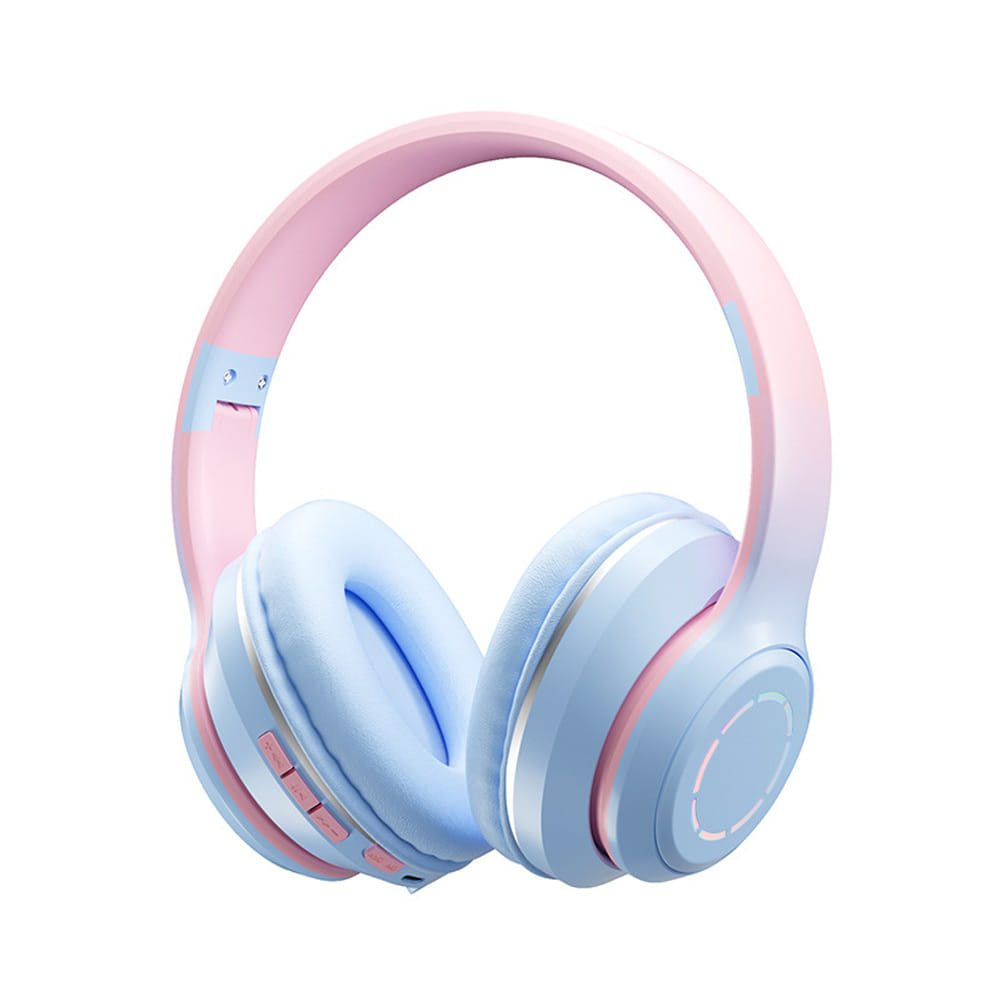 Foldable Bluetooth 5.2 Headphones Gradient Color Design Music Earphone Wireless Gaming Headset pink - Image 5