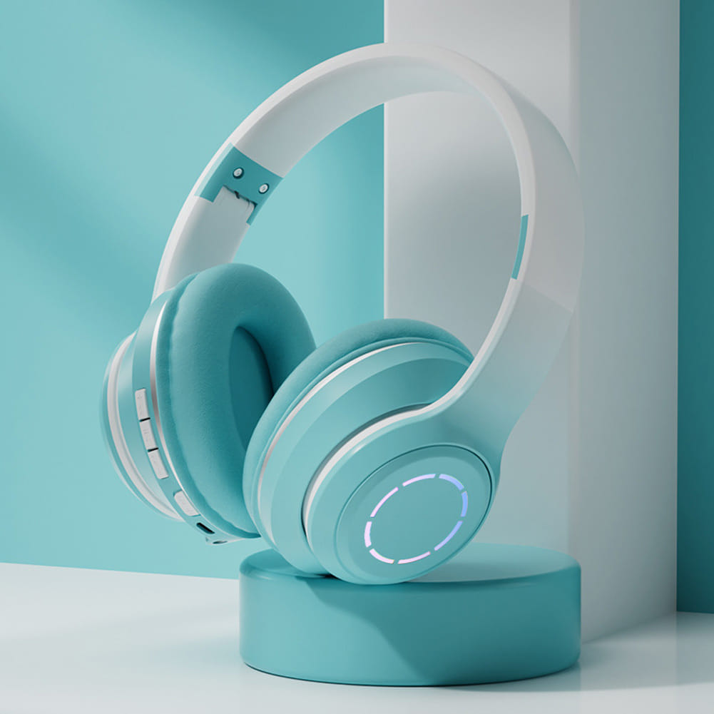 Foldable Bluetooth 5.2 Headphones Gradient Color Design Music Earphone Wireless Gaming Headset pink - Image 6