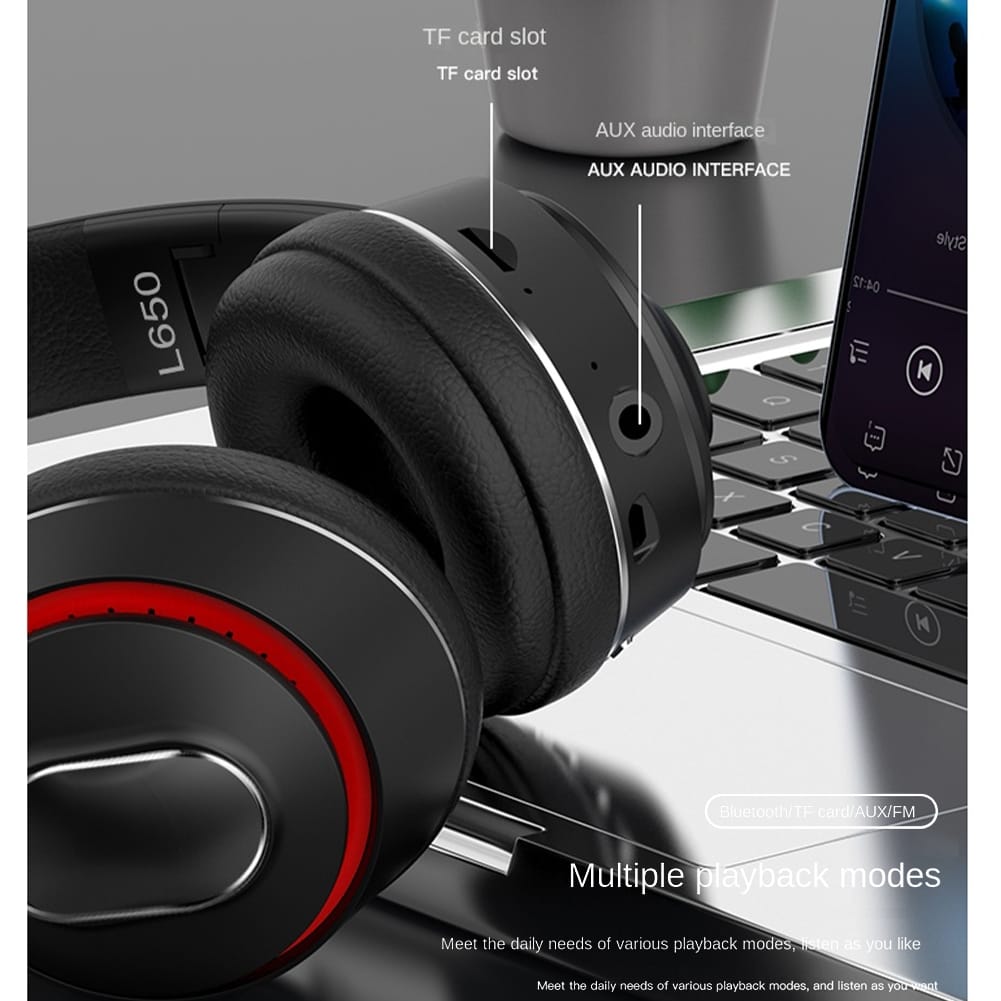 Foldable Bluetooth Headphones Hi-fi Noise Reduction Music Earphone Wireless Gaming Headset China red - Image 4