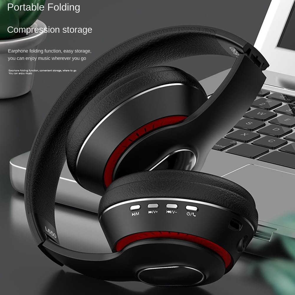 Foldable Bluetooth Headphones Hi-fi Noise Reduction Music Earphone Wireless Gaming Headset China red - Image 6