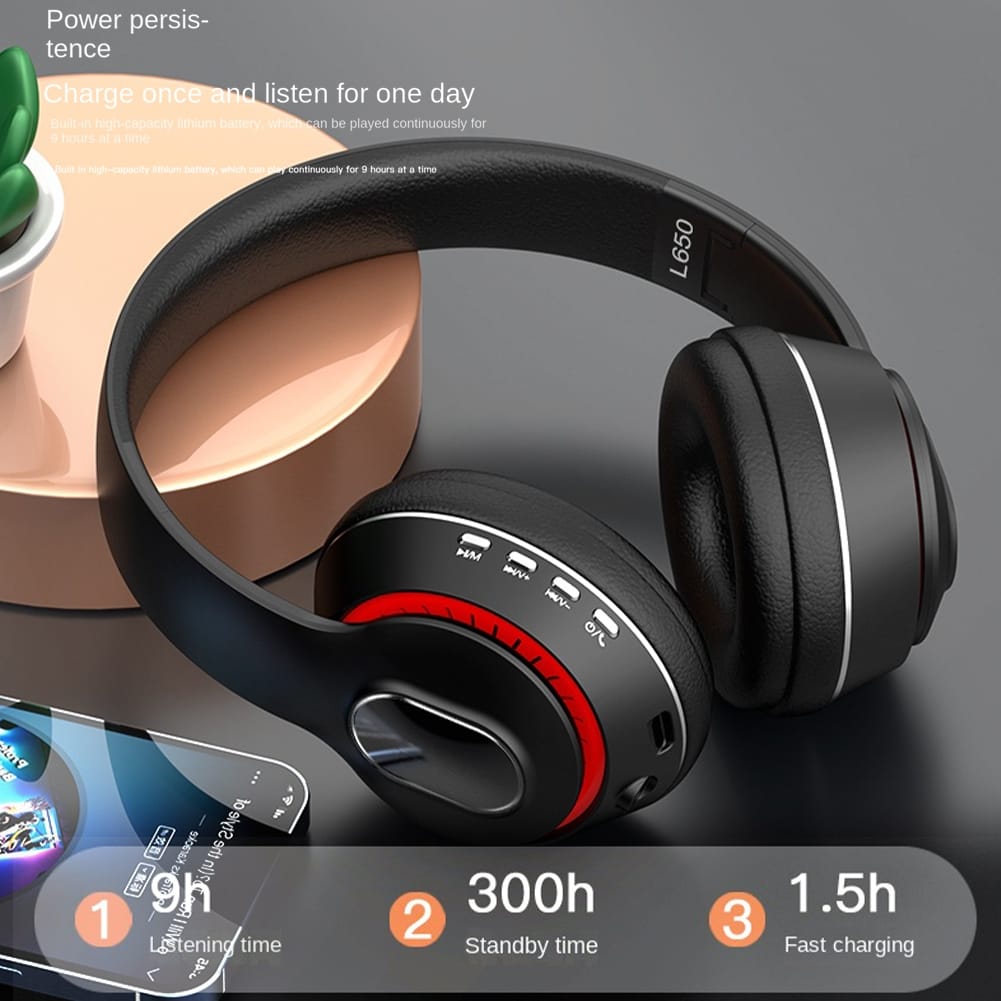 Foldable Bluetooth Headphones Hi-fi Noise Reduction Music Earphone Wireless Gaming Headset China red - Image 7