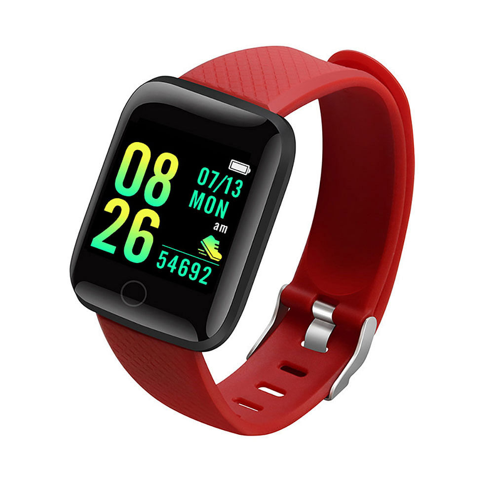 116plus Smart Watch USB Charging D13 Sport Smartwatch Trackers Blood Pressure Heart Rate Monitor red