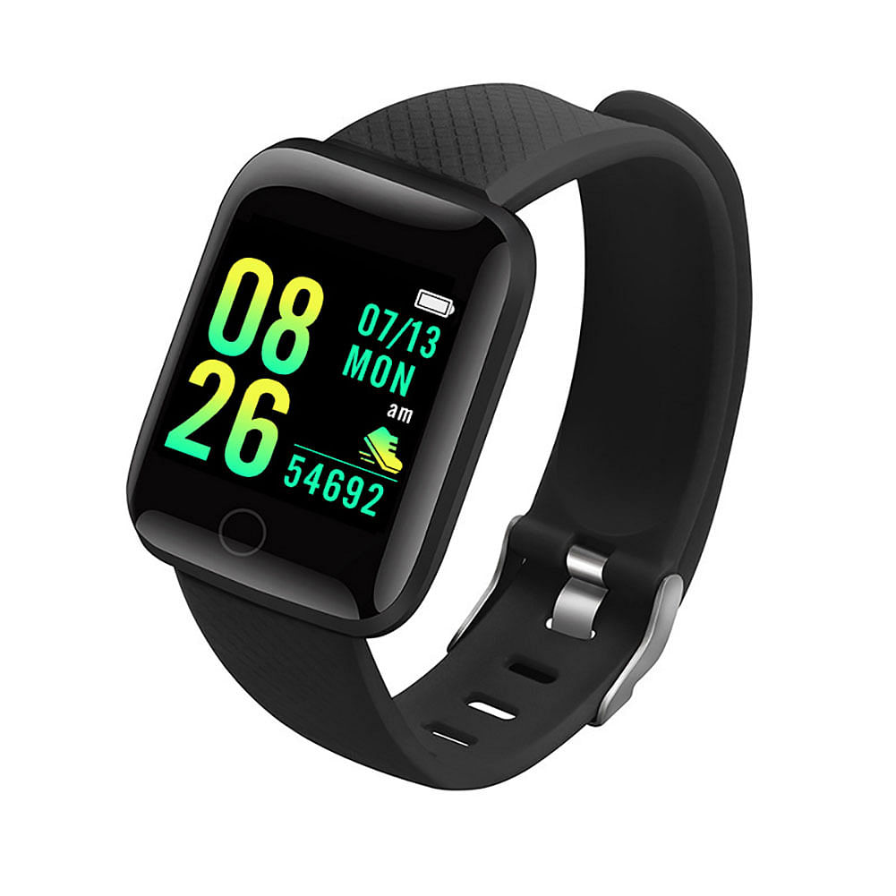 116plus Smart Watch USB Charging D13 Sport Smartwatch Trackers Blood Pressure Heart Rate Monitor black
