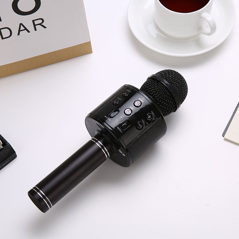 WS858 Mobile Phone Karaoke Microphone Wireless Bluetooth Capacitor Microphone Audio black Karaoke microphone