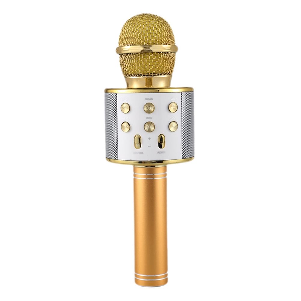 WS858 Mobile Phone Karaoke Microphone Wireless Bluetooth Capacitor Microphone Audio gold Karaoke microphone