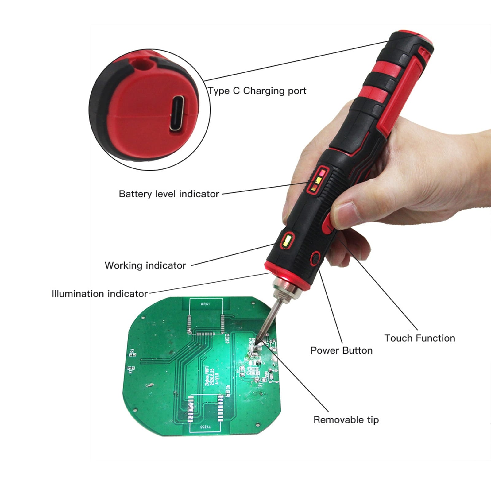 1800mah Wireless Soldering Iron Rechargeable Portable Soldering Tool Outdoor Electronic Repair Standard without adapter - Image 3
