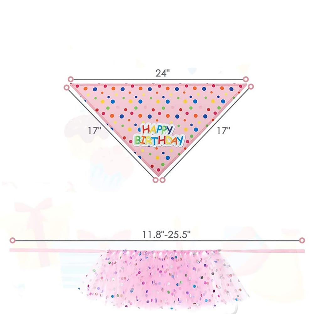 Dog Birthday 1st Party Supplies Scarf Tutu Skirt Crown Hat With 0-8 Numbers Pet Supplies For Puppy Birthday Outfit as shown - Image 6