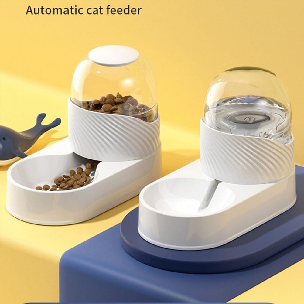 Automatic Pet Drinker / Feeder Cute Whale-shaped Detachable Design Water Food Dispenser Universal For Dogs Cats Pet Supplies Universal for dogs and cats_Feeder-white orange - Image 2