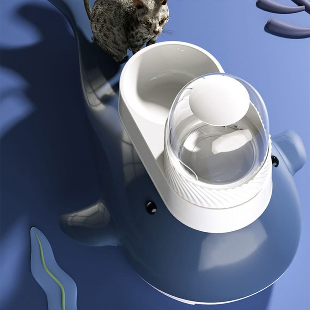 Automatic Pet Drinker / Feeder Cute Whale-shaped Detachable Design Water Food Dispenser Universal For Dogs Cats Pet Supplies Universal for dogs and cats_Feeder-white orange - Image 5