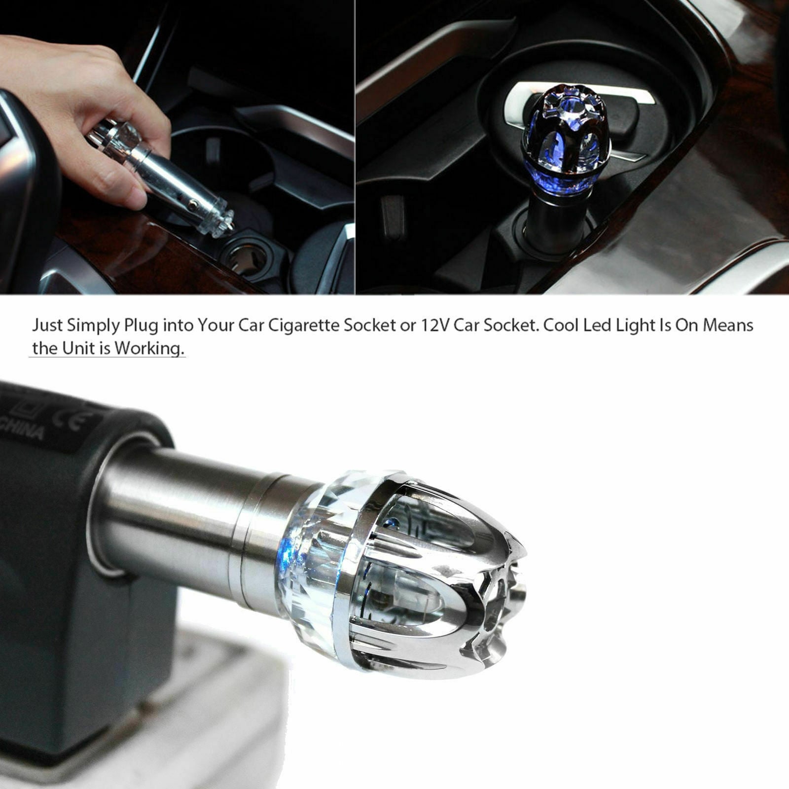Negative Ion Car Air Purifier Freshening Deodorant Odor Smog Freshener Air Cleaner Black - Image 5