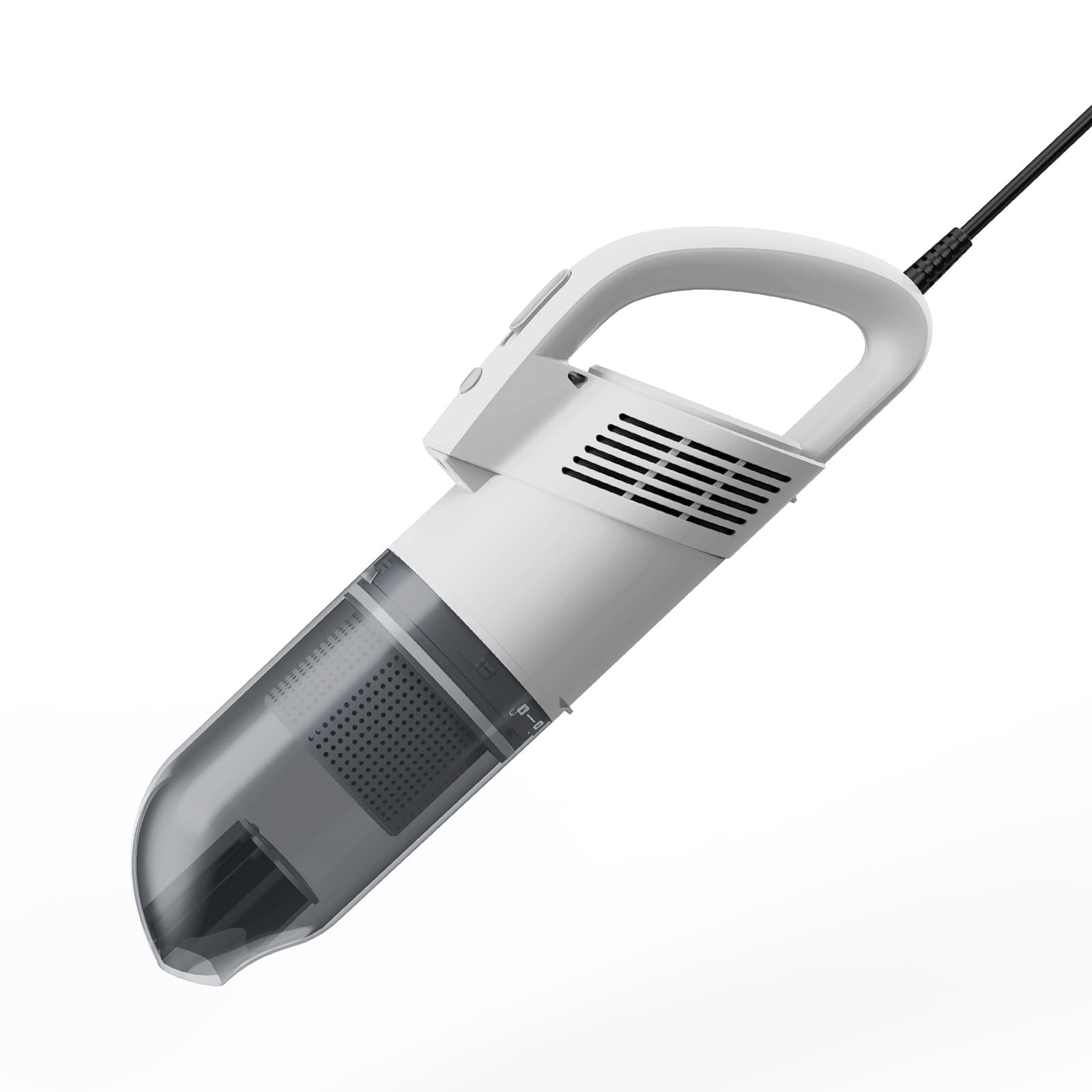 12V Handheld Vacuum 100W 12000PA Strong Suction Wire Control Car Vacuum Cleaner With Visible Dust Cup White