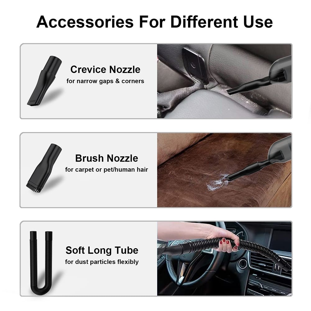 12V Handheld Vacuum 100W 12000PA Strong Suction Wire Control Car Vacuum Cleaner With Visible Dust Cup White - Image 3