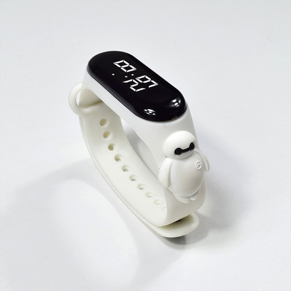 Cartoon Electronic Watch For Men Women Cartoon Doll Touch Screen Wrist Watch For Student J-White