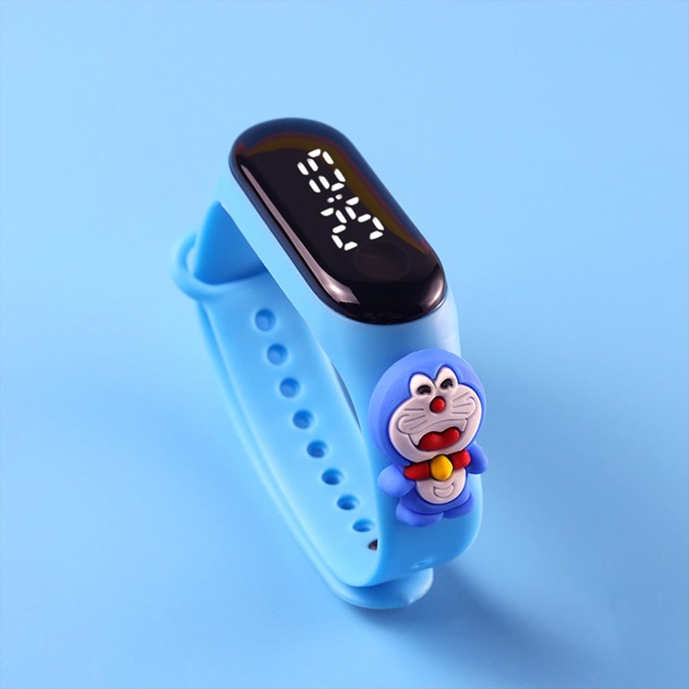 Cartoon Electronic Watch For Men Women Cartoon Doll Touch Screen Wrist Watch For Student H-Lake Blue