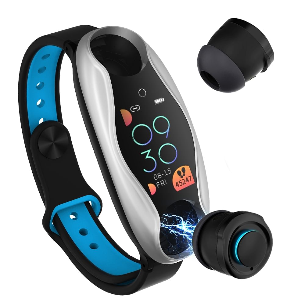 Original LEMFO LT04 Fitness Bracelet Wireless Bluetooth Earphone 2 In 1 Bluetooth 5.0 Chip IP67 Waterproof Sport Smart Watch Silver