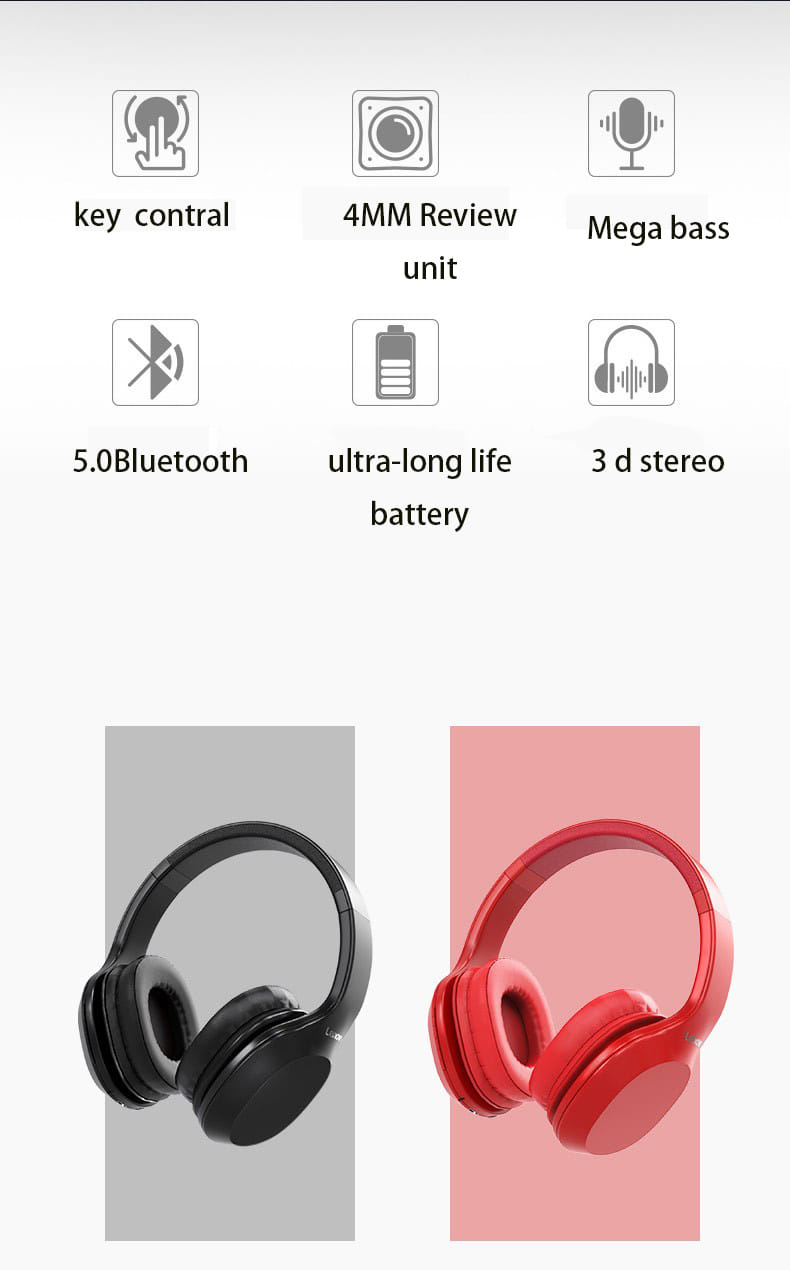 Original LENOVO HD100 Wireless Bluetooth Headphone Noise Isolation 20Hours Playing Time red - Image 4