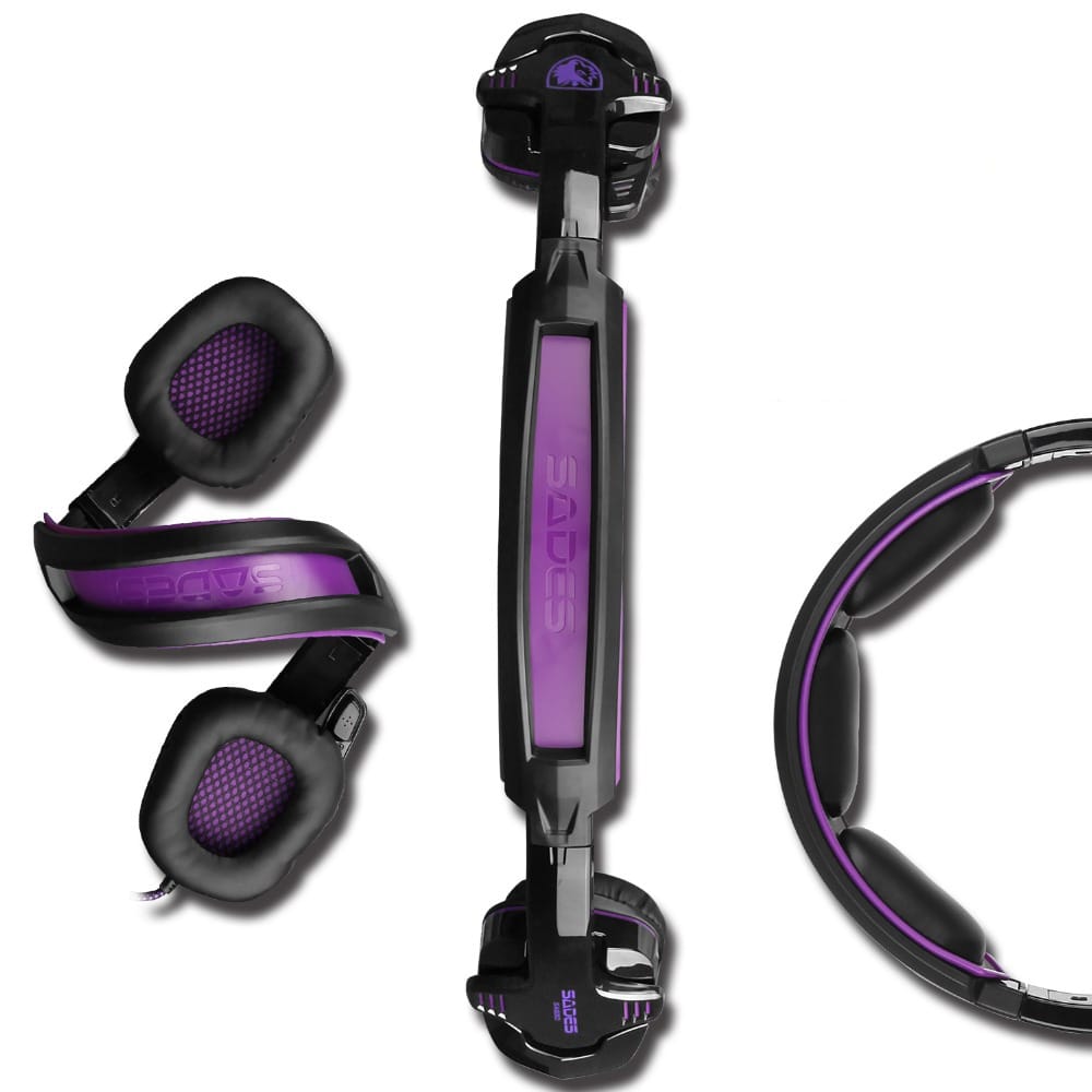 SADES SA-930 Professional Headset 3.5mm Gaming Headphones with 1 to 2 Cable for Computer Black purple - Image 7