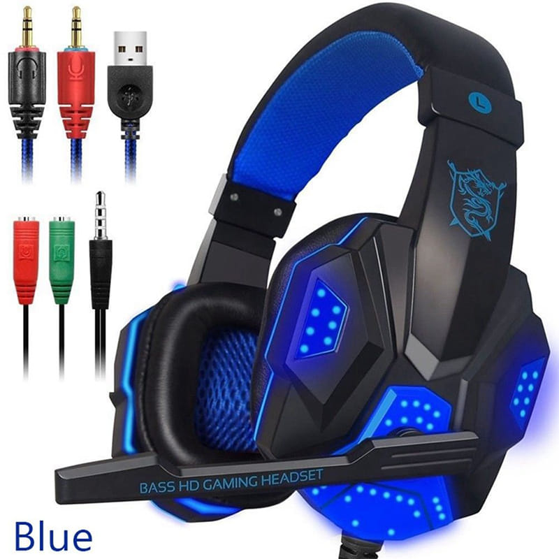 Over Ear Gaming Headset with Mic and LED Light for Laptop Cellphone PS4, Red - Image 4