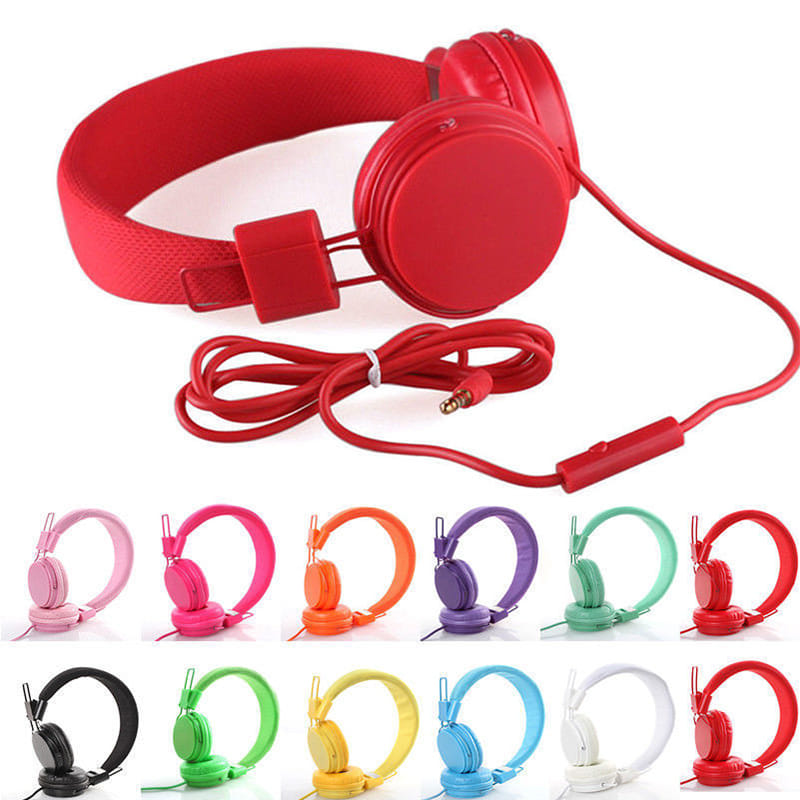 Kids Wired Ear Headphones Stylish Headband Earphones for iPad Tablet red - Image 5