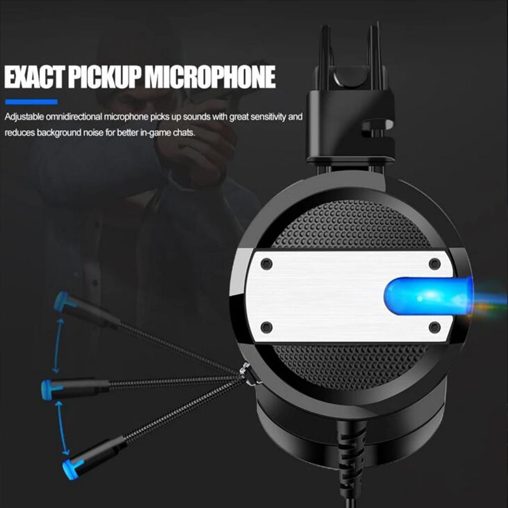 A10 Gaming Headset with Microphone Professional Wired Gaming Bass Over-Ear Headphones with Mic 3.5mm white + blue light - Image 4