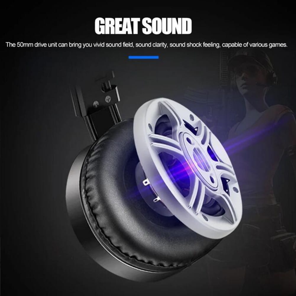 A10 Gaming Headset with Microphone Professional Wired Gaming Bass Over-Ear Headphones with Mic 3.5mm white + blue light - Image 6