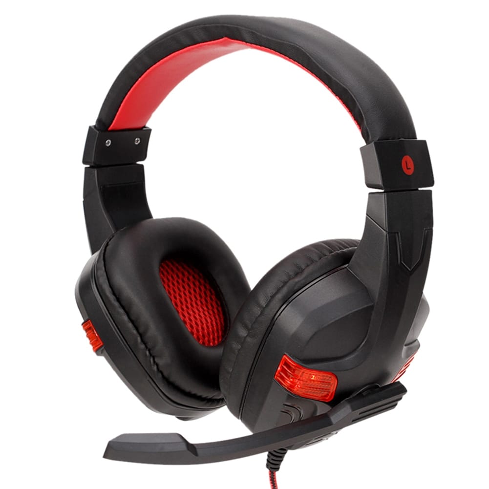 Gaming Headset Deep Bass Stereo Computer Game Headphones with Microphone LED Light red light - Image 5