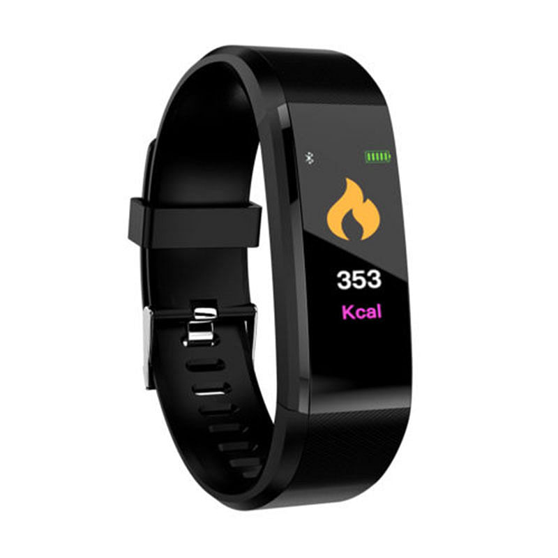 115plus Bluetooth Smart Watch Heart Rate Blood Pressure Monitor Fitness Tracker Bracelet, Black