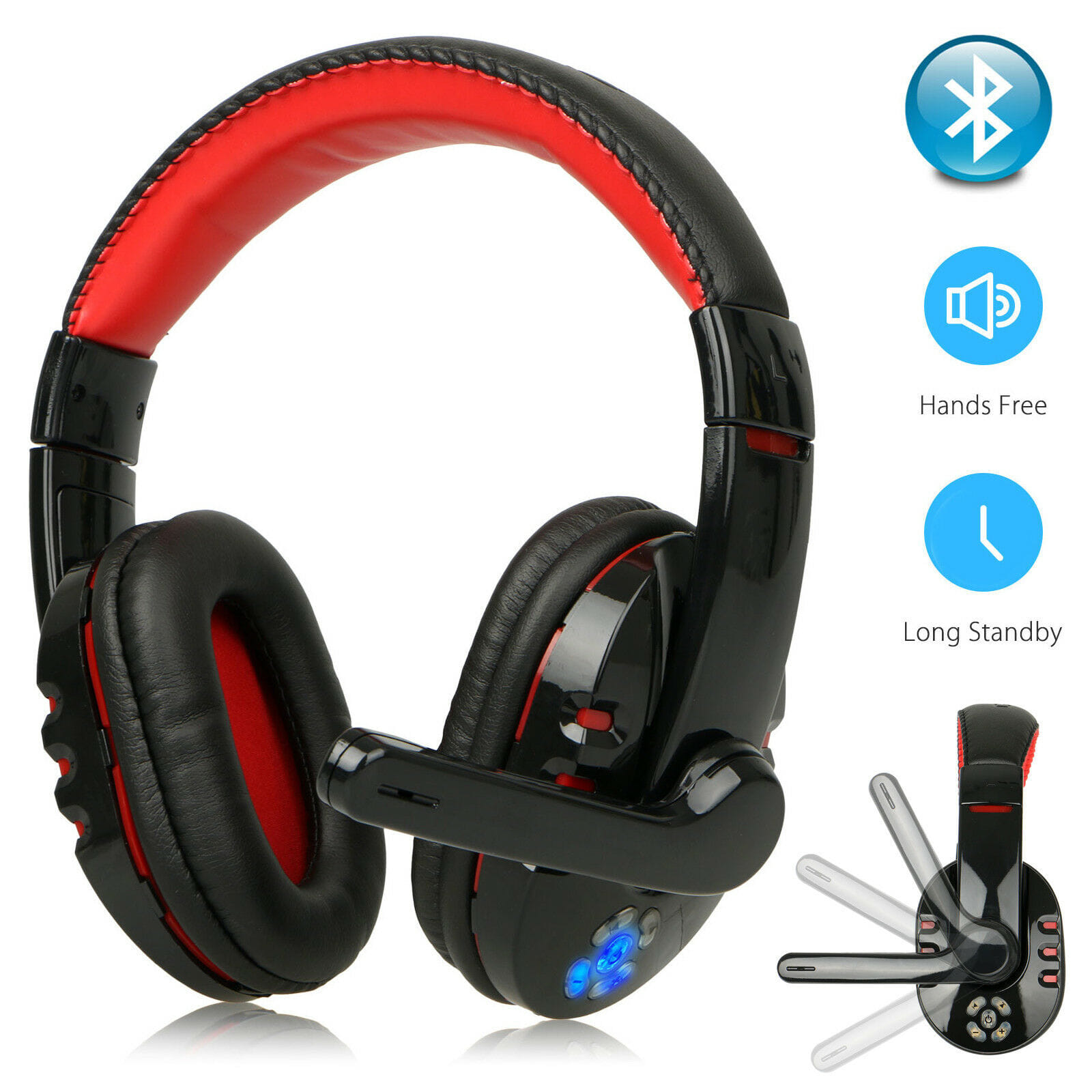 Bluetooth Wireless Gaming Headset for Xbox PC PS4 with Mic LED Volume Control As shown - Image 5