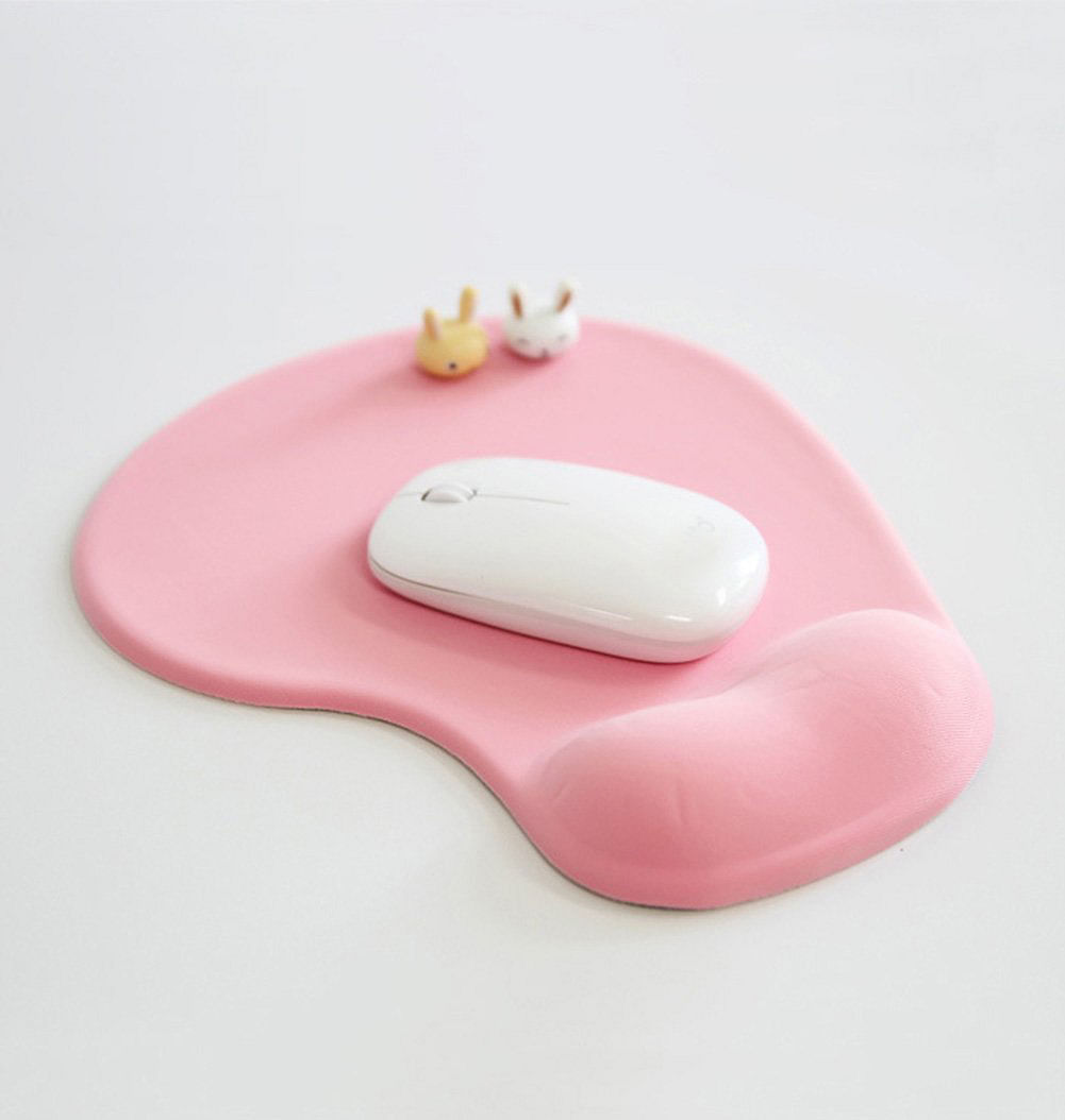 Office Mousepad with Gel Wrist Support Ergonomic Gaming Desktop Mouse Pad Wrist Rest - Pink