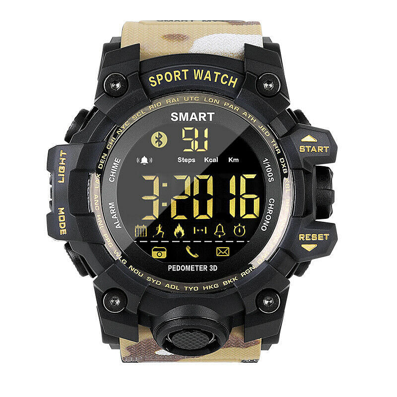 EX16S Waterproof Smart Sport Watch Bluetooth Pedometer Men Wristwatch Camouflage khaki