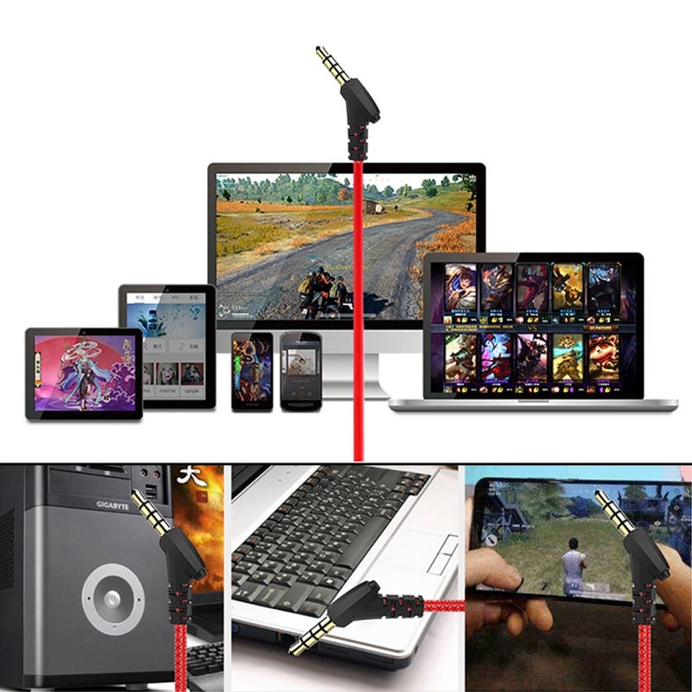 Eat Chicken Gaming Earphones Stereo PC Bass with Mic Wired Vibration Games Headphoe PUBG Earphones As shown - Image 4