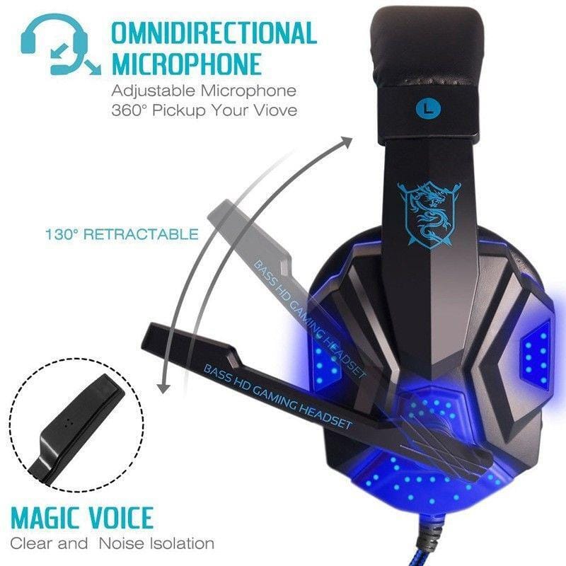 Wired Gaming Headset Headphone for PS4 Xbox One Nintend Switch iPad PC blue - Image 5