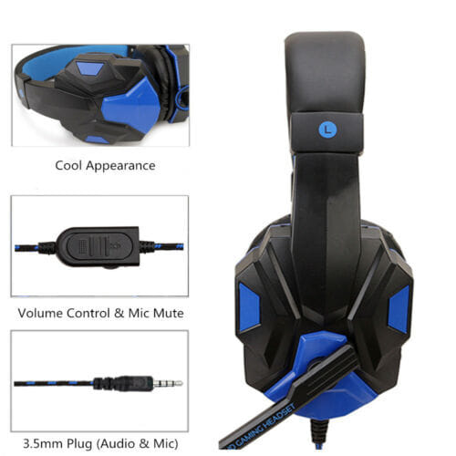 Wired Gaming Headset Headphone for PS4 Xbox One Nintend Switch iPad PC blue - Image 7
