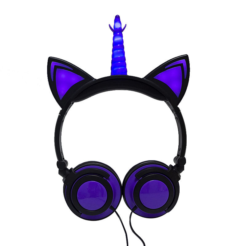Cute Kids Cat Ear Headphones Wired Adjustable for Boys Girls Tablet Kids Headband Earphone Foldable Over On Ear Game Headset Yellow pink - Image 2