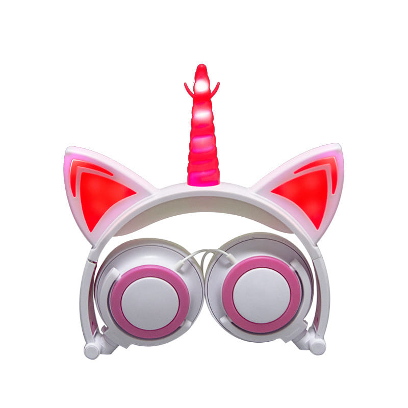 Cute Kids Cat Ear Headphones Wired Adjustable for Boys Girls Tablet Kids Headband Earphone Foldable Over On Ear Game Headset Yellow pink - Image 4
